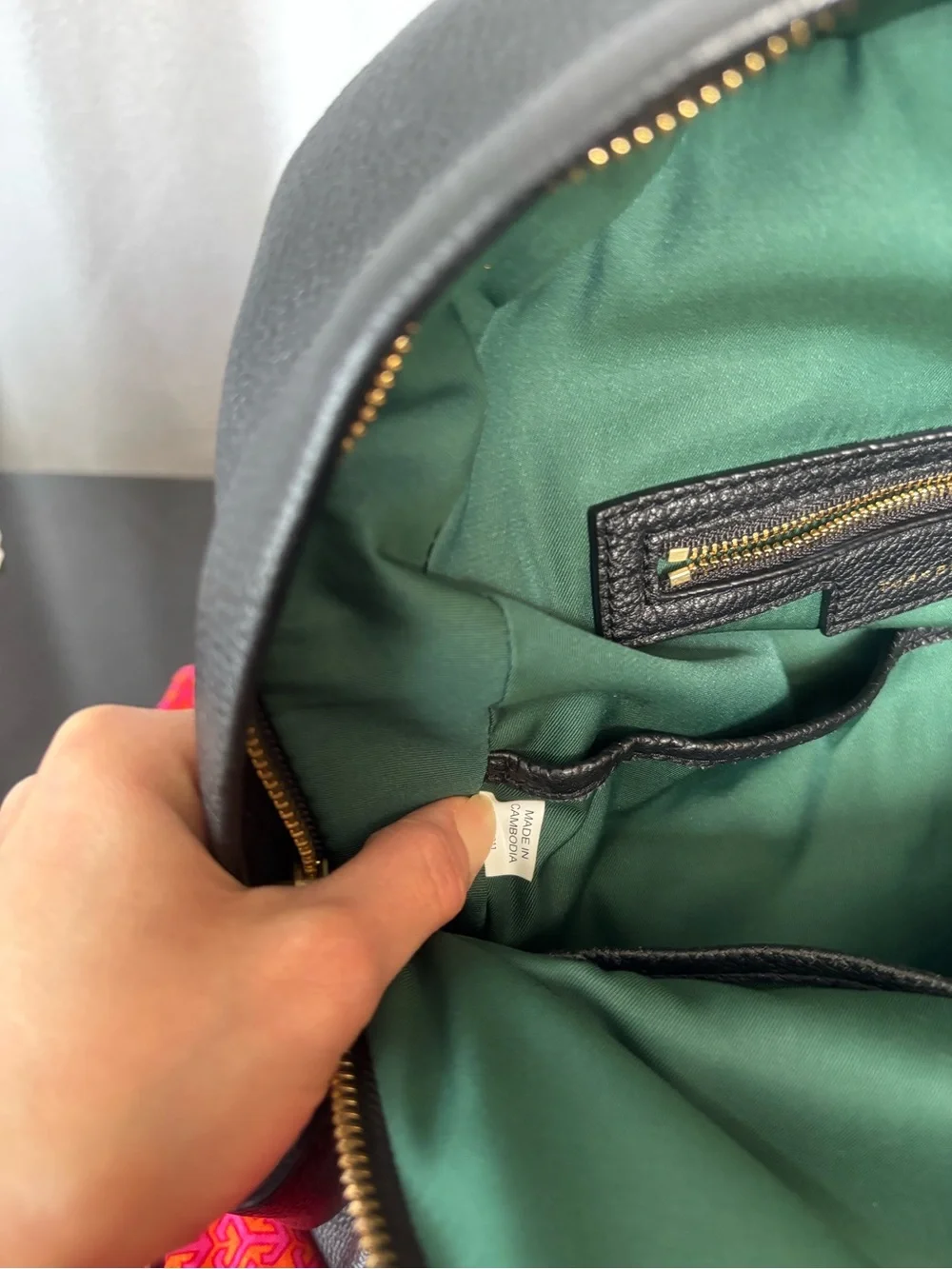 Tory Burch Perry Bombé Black Leather Backpack with Gold Hardware